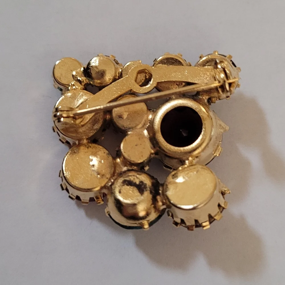 Juliana Delizza and Elster MCM Multi-color Glass Gold‎ Cluster Brooch